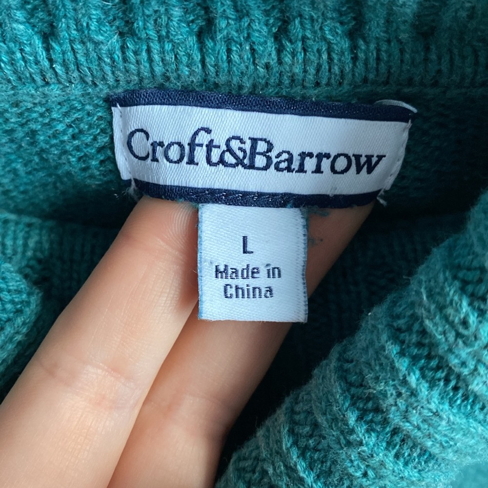 Croft & Barrow Women’s Large BEAUTIFUL cotton Teal Turtleneck Sweater - Picture 2 of 4